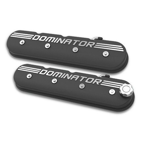 Holley Valve Cover, Dominator, Tall Height, GM LS Engines, Cast Aluminum, Satin Black Machined, Pair