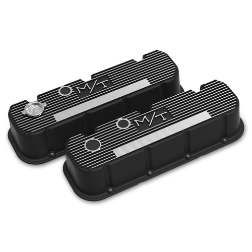 Holley Valve Cover, M/T BBC, Tall Height, Big Block For Chevrolet, Cast Aluminum, Satin Black Machined, Pair