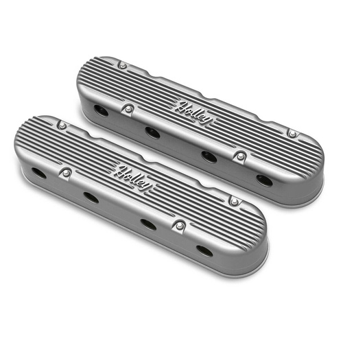 Holley Valve Cover, Vintage Series, 3.75 in. Height, GM LS Engines, Cast Aluminum, Natural, Pair