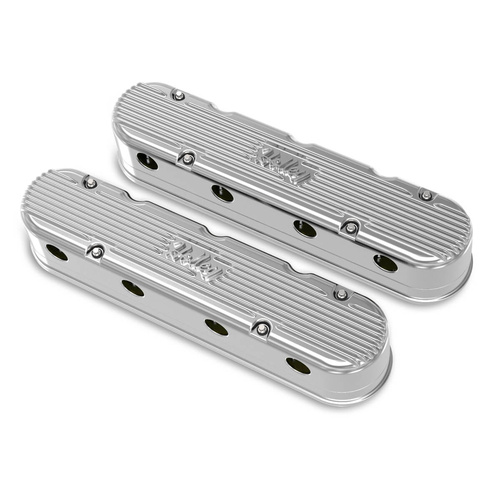 Holley Valve Cover, Vintage Series, 3.75 in. Height, GM LS Engines, Cast Aluminum, Polished, Pair