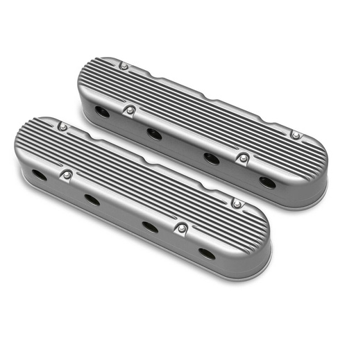 Holley Valve Cover, Finned, 3.75 in. Height, GM LS Engines, Cast Aluminum, Natural, Pair