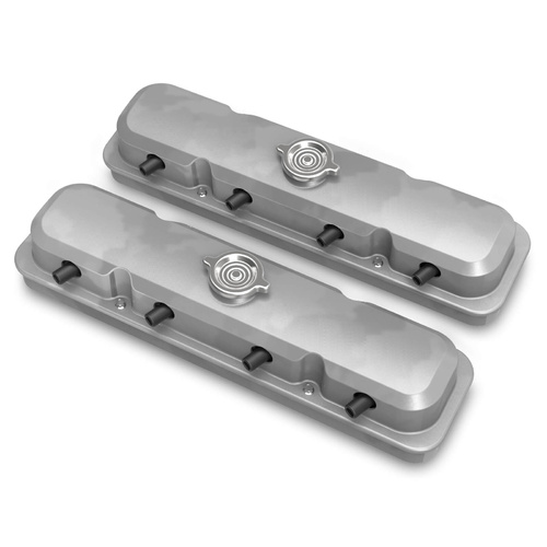 Holley Valve Cover, For Pontiac, 4.125 in. Height, GM LS Engines, Cast Aluminum, Natural, Pair