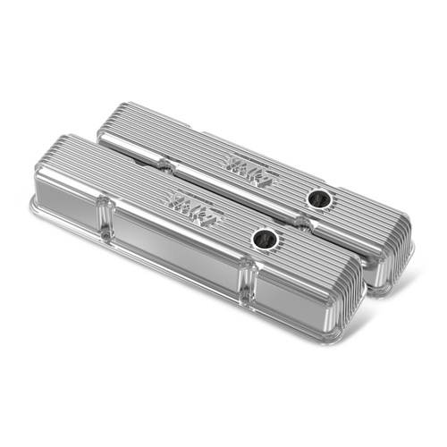 Holley Valve Cover, Vintage Series, 3.3 in. Height, Small Block For Chevrolet, Cast Aluminum, Polished, Pair