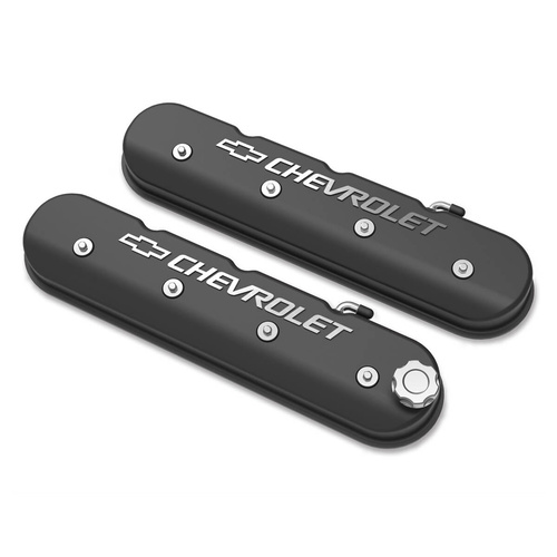Holley Valve Cover, GM Licensed, Tall Height, GM LS Engines, Satin Black Machined, Pair
