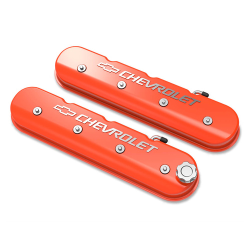 Holley Valve Cover, GM Licensed, Tall Height, GM LS Engines, Factory Orange, Pair
