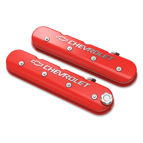 Holley Valve Cover, GM Licensed, Tall Height, GM LS Engines, Gloss Red, Pair