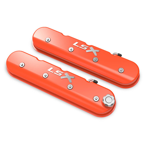 Holley Valve Cover, GM Licensed, Tall Height, GM LS Engines, Factory Orange, Pair