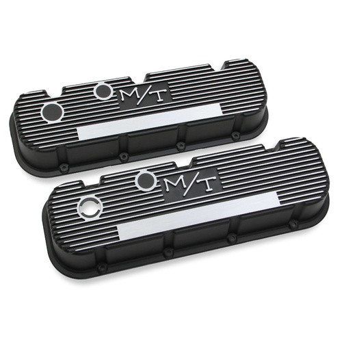 Holley Valve Cover, M/T BBC, Standard Height, Big Block For Chevrolet, Cast Aluminum, Satin Black Machined, Pair