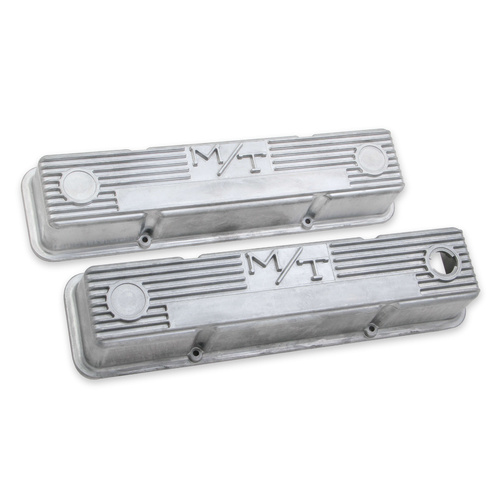 Holley Valve Cover, 3.3 in. Height, Small Block For Chevrolet, Cast Aluminum, Natural, Pair