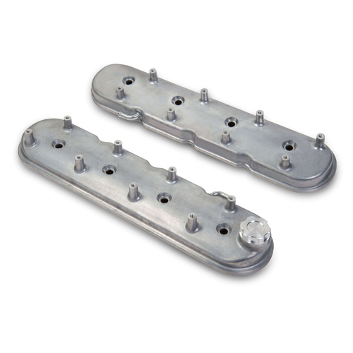Holley Valve Cover, w/ Coil Mounts, Standard Height, GM LS Engines, Cast Aluminum, Natural, Pair