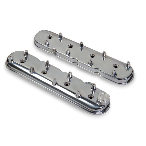 Holley Valve Cover, w/ Coil Mounts, Standard Height, GM LS Engines, Cast Aluminum, Polished, Pair