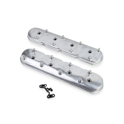 Holley Valve Cover, Dry Sump, Standard Height, GM LS Engines, Cast Aluminum, Polished, Pair
