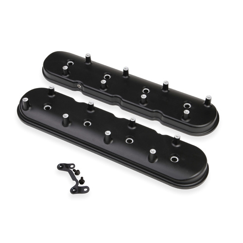 Holley Valve Cover, Dry Sump, Standard Height, GM LS Engines, Cast Aluminum, Satin Black, Pair