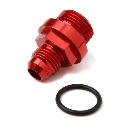 Holley Fitting, Straight, Male -6 AN to Straight Cut Male -8 AN O-Ring, Aluminium, Red Anodised, Each