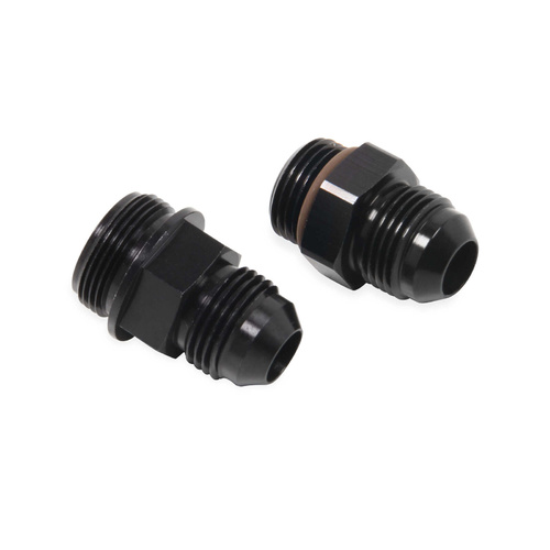 Holley Fittings, Male -8 AN, Male -8 AN O-Ring, Black, Pair