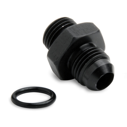 Holley Fuel Fitting, -6 AN Male to -6 AN Straight Cut Male O-Ring, Aluminium, Black Anodised, Each