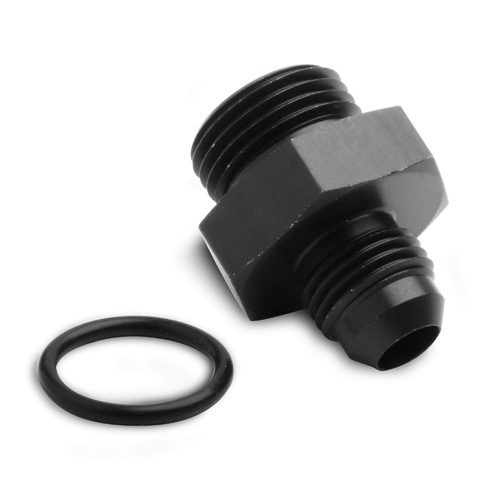 Holley Fuel Fitting, -6 AN Male to 8 AN Straight Cut Male O-Ring, Aluminium, Black Anodised, Each