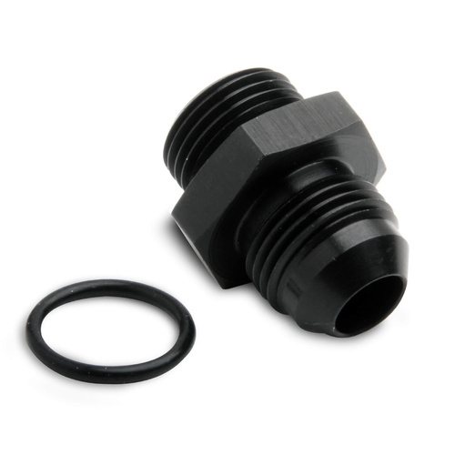 Holley Fuel Fitting, -8 AN Male to -8 AN Straight Cut Male O-Ring, Aluminium, Black Anodised, Each