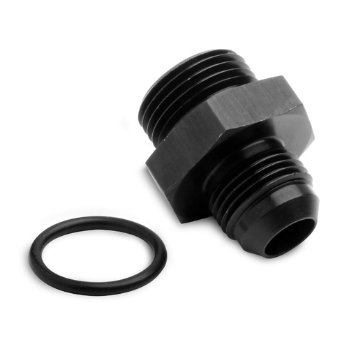 Holley Fuel Fitting, -10 AN Male to -12 AN Straight Cut Male O-Ring, Aluminium, Black Anodised, Each