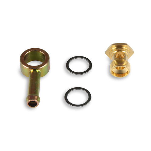 Holley Fitting, Fuel Bowl, Male 9/16-24 in. to 5/16 in. Hose Barb, /Demon, Steel/Brass, Natural, Each