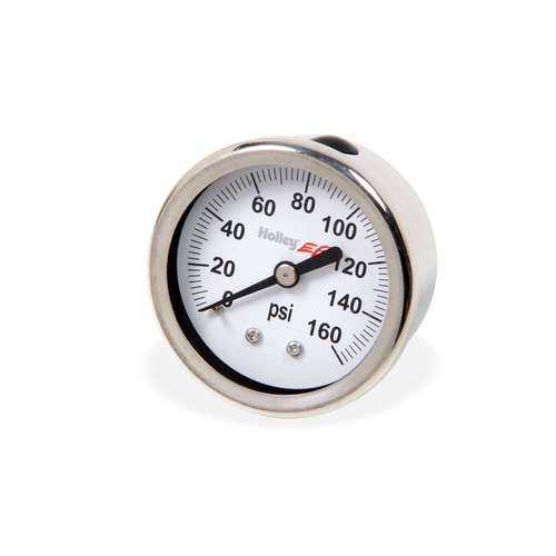 Holley EFI Gauge, Fuel Pressure, 0-160 psi, 2 in, Analog, White Face, Each