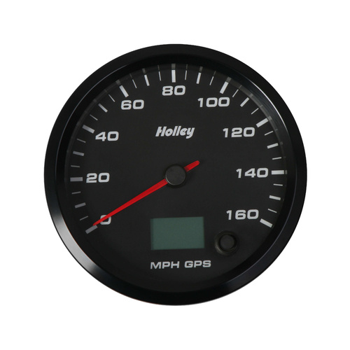 Holley Gauge, Speedometer, EFI Systems Style, Analog, 0-160 mph, 4 1/2 in, Black Face, Electrical, GPS, Each