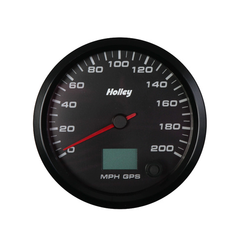Holley Gauge, Speedometer, EFI Systems Style, Analog, 0-200 mph, 4 1/2 in., Black Face, Electrical, GPS, Each