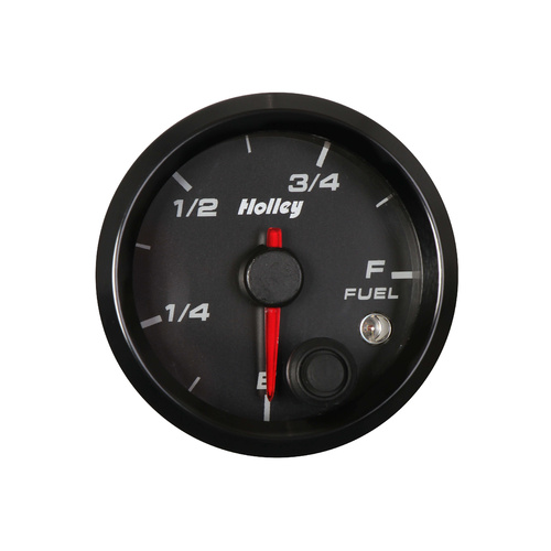 Holley Gauge, Fuel Level, Standalone Style, Analog, Empty-Full, 2 1/16 in, Black Face, Programmable, Each