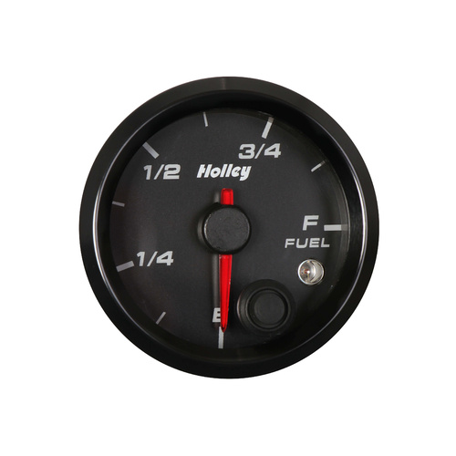 Holley Gauge, Fuel Level, Standalone Style, Analog, Empty-Full, 2 1/16 in., Black Face, Programmable, Each