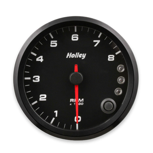 Holley Gauge, Tachometer, Stanalone Style, Analog, 0-8, 000 RPM, 3 3/8 in, Black Face, Electrical, Each