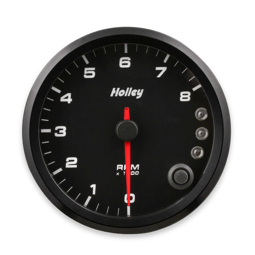Holley Gauge, Tachometer, Stanalone Style, Analog, 0-8, 000 RPM, 3 3/8 in., Black Face, Electrical, Each