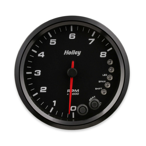Holley Gauge, Tachometer, Stanalone Style, Analog, 0-8, 000 RPM, 4 1/2 in, Black Face, Electrical, Each