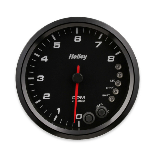 Holley Gauge, Tachometer, Stanalone Style, Analog, 0-8, 000 RPM, 4 1/2 in., Black Face, Electrical, Each