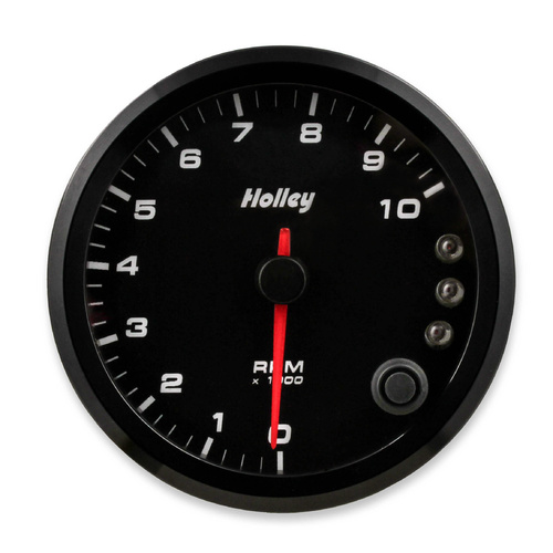 Holley Gauge, Tachometer, Stanalone Style, Analog, 0-10, 000 RPM, 3 3/8 in, Black Face, Electrical, Each