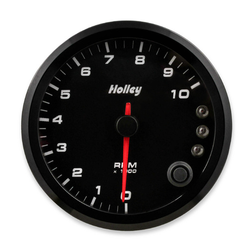 Holley Gauge, Tachometer, Stanalone Style, Analog, 0-10, 000 RPM, 3 3/8 in., Black Face, Electrical, Each
