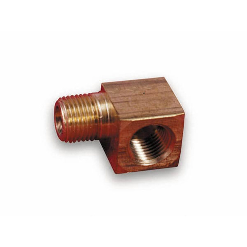 Holley Fuel Pressure Gauge Fitting, Brass, 90 Degree Elbow, 1/8 in. NPT Male, 1/8 in. NPT Female, Each