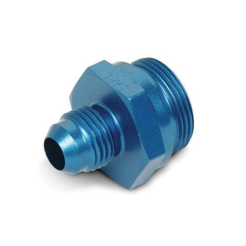 Holley Fitting, Carburetor Inlet, -6 AN Male to 7/8-20 in. Male, Aluminium, Blue, Each