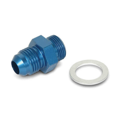 Holley Fitting, Carburetor Inlet, -6 AN Male to 9/16-24 in. Male Thread, Aluminium, Blue, Each