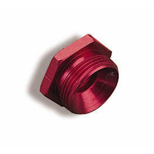 Holley Fitting, Fuel Bowl Inlet Plug, Male Threads, Aluminium, Red, 7/8-20 Thread, Each