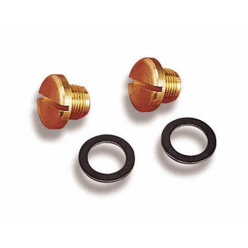 Holley Fittings, Fuel Bowl Plugs, Male Threads, Brass, Natural, Pair