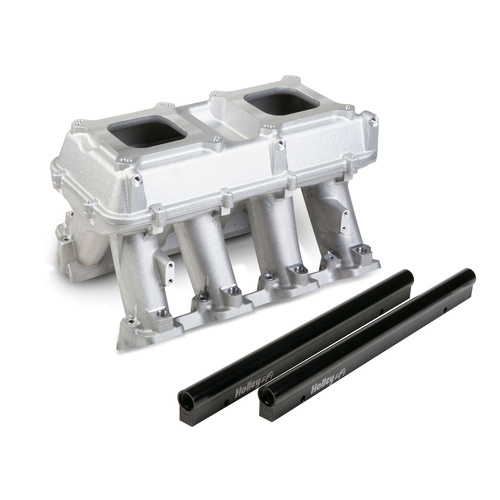 Holley Intake Manifold, EFI, Hi-Ram, 11.08/11.08 in. Height, 7000-8000 RPM, GM LS3/L92, Satin, Each