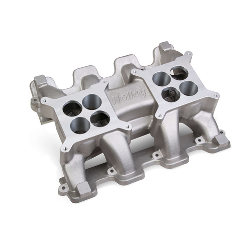 Holley Intake Manifold, LS 2X4 Dual Quad Aluminium, Natural Square Bore Flange For Holden For Chevrolet Small Block LS Engine Each