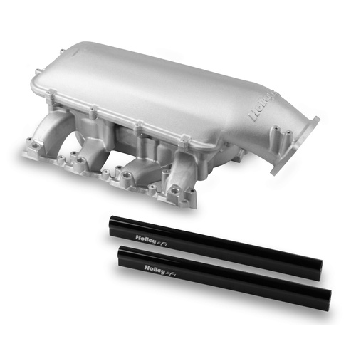 Holley Intake Manifold, EFI, Mid Rise, 10.44/9.99 in. Height, 1500-6500 RPM, GM LS3/L92, Satin, Each