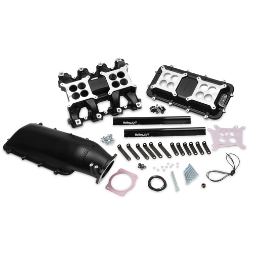 Holley Intake Manifold, EFI, Mid Rise, 10.44/9.99 in. Height, 1500-6500 RPM, GM LS3/L92, Black, Each