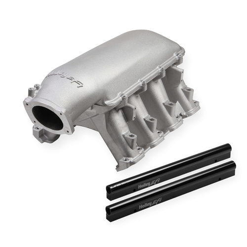 Holley Intake Manifold, EFI LT1 Gen V Hi-Ram, Direct Injection, Aluminium, Natural, Fuel Rails, For Chevrolet, Kit