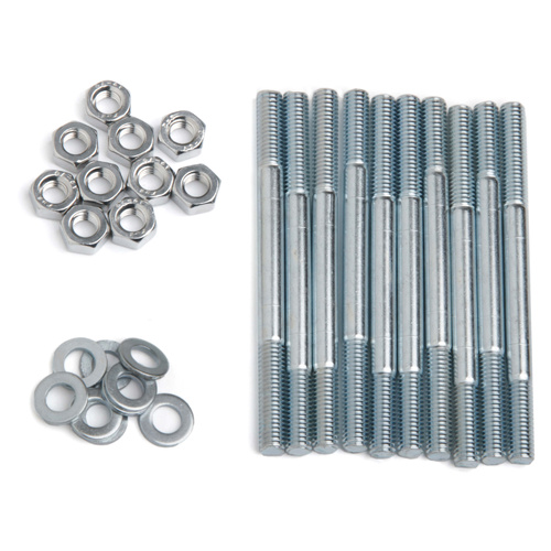 Holley Intake Manifold Studs, Hi-Ram, Steel, Natural, Standard 6-point Nuts, For Chevrolet, Small Block LS, Kit