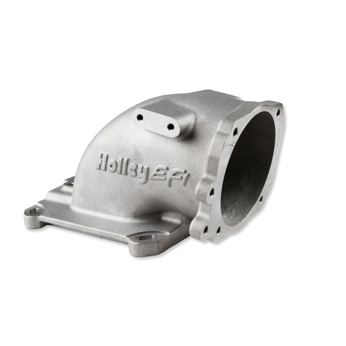 Holley EFI Throttle Body Intake Elbow, 105mm Bore Size, Aluminium, Natural, 5.12 in. Height, For Ford, Each