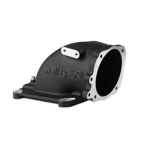 Holley EFI Throttle Body Intake Elbow, 105mm Bore Size, Aluminium, Black, 5.12 in. Height, For Ford, Each