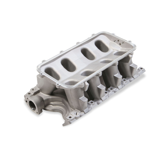 Holley Intake Manifold Base, 351W For Ford Hi-Ram Carbureted, Base Only, Tunnel Ram Style, Aluminium, Natural, 11.320 in. Height, For Ford, 5.8L, Each