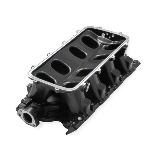 Holley Intake Manifold Base, 351W For Ford Hi-Ram Carbureted, Base Only, Tunnel Ram Style, Aluminium, Black, 11.320 in. Height, For Ford, 5.8L, Each